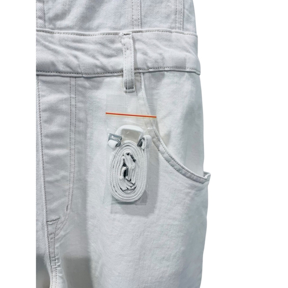 We The Free People NWOT Je Suis Pret Barrel Jumpsuit Size Large White Denim Zip - Picture 3 of 8